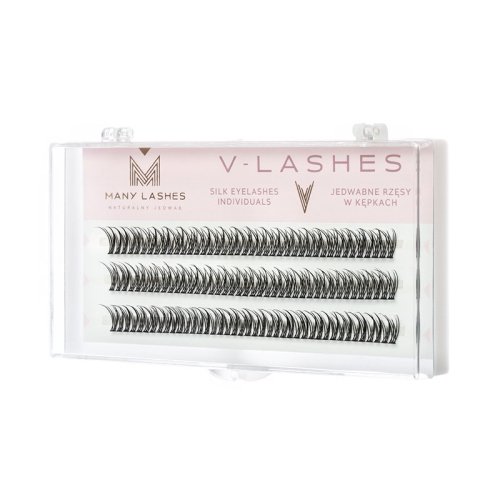 Many Beauty - Many Lashes - V-LASHES - Silk Eyelashes Individuals - Jedwabne rzęsy w kępkach - Fish Tale - 0,07mm STANDARD  - D-14mm