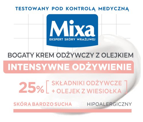 Mixa - Krem odżywczy z olejkiem z wiesiołka do skóry suchej i wrażliwej - 50 ml