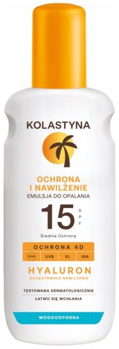 KOLASTYNA - OCHRONA I NAWILŻENIE - Wodoodporna emulsja do opalania w sprayu - SPF15 - 200 ml