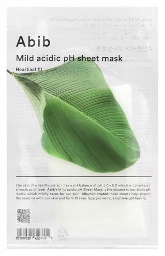 Abib - Heartleaf Fit - Mild Acidic pH Sheet Mask - Łagodząca maseczka w płachcie - 1 szt. 
