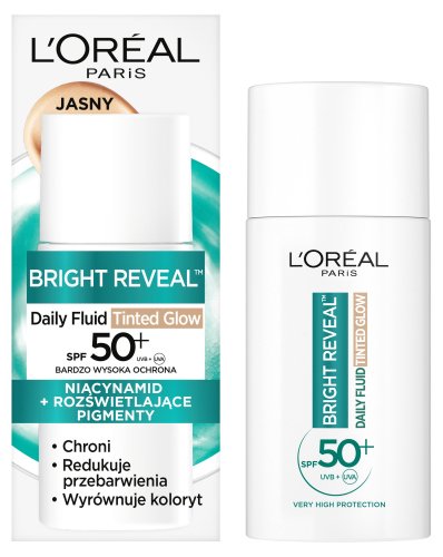 L'Oréal - BRIGHT REVEAL - Daily Fluid Tinted Glow - Fluid do twarzy SPF50+ - Jasny - 50 ml 