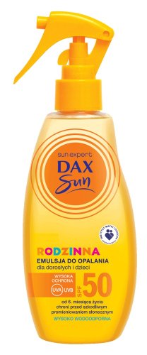 Dax Sun - Rodzinna emulsja do opalania dla dorosłych i dzieci - Wysoko wodoodporna - SPF50 - 200 ml 