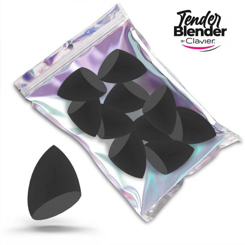 Clavier - Makeup Blender Sponge - Makeup Sponge Set - Black Beveled - 10 pcs.