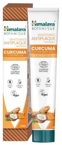 Himalaya - Botanique - Whitening Antiplaque - Toothpaste - Wybielająca pasta do zębów przeciw płytce nazębnej z kurkumą i olejem kokosowym - Miętowa - 75 ml 