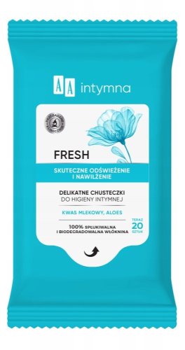AA - Intymna - Delikatne chusteczki do higieny intymnej - Fresh - 20 szt.