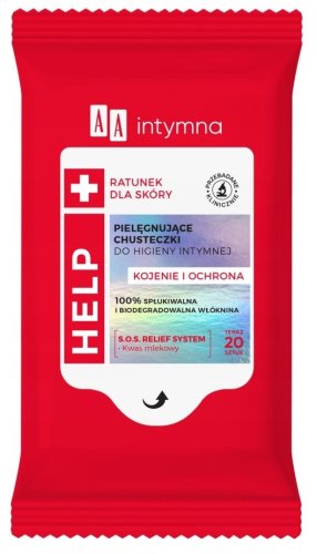 AA - Intymna - HELP+ - Pielęgnujące chusteczki do higieny intymnej - 20 szt.