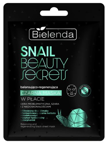 Bielenda - Snail Beauty Secrets - Balancing and Regenerating Black Sheet Mask - Balansująco-regenerująca czarna maska w płacie - 1szt.