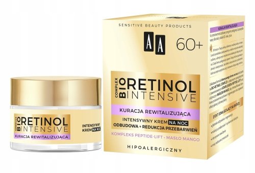 AA - BIO RETINOL INTENSIVE 60+ Kuracja rewitalizująca - Intensywnie odbudowujący krem na noc - 50 ml 