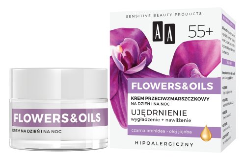 AA - FLOWERS & OILS 55+ - Krem przeciwzmarszczkowy na dzień i na noc - 50 ml