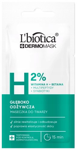 L'Biotica - DermoMask - Głęboko odżywcza maseczka do twarzy z witaminą H - 8 ml