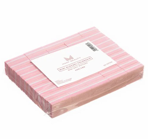Many Beauty - Mini Nail Buffers - Zestaw mini bloczków polerskich 100/180 - Różowe - 50 sztuk