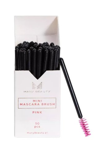 Many Beauty - Mini Mascara Brush - Pink and Black - 50 pcs