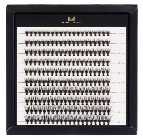 Many Beauty - Many Lashes - Master Box - 20D SUPERBLACK - Silk Eyelashes Individuals - Large set of eyelash tufts - 200 pcs