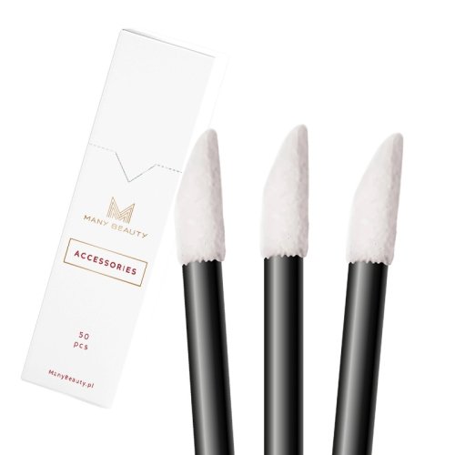 Many Beauty - Velour Applicator - Welurowe aplikatory do makijażu oczu, ust i brwi - Czarne - 50 szt