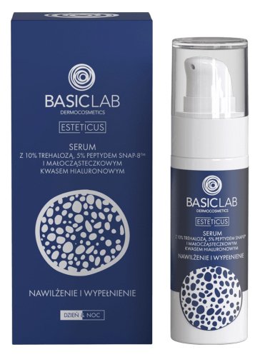 BASICLAB - ESTETICUS - Serum with 10% Trehalose, 5% Snap-8 peptides and Low Molecular Weight Hyaluronic Acid - Day / Night - 30 ml