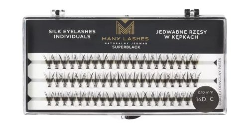 Many Beauty - Many Lashes - 14D SUPERBLACK - Silk Eyelashes Individual - Jedwabne rzęsy w kępkach - C - 0,10mm - 60 szt - C-8mm