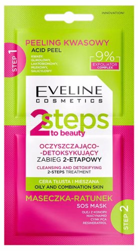 Eveline Cosmetics - 2 Steps to Beauty - Oczyszczająco-detoksykujący zabieg 2-etapowy - 2 x 4 ml