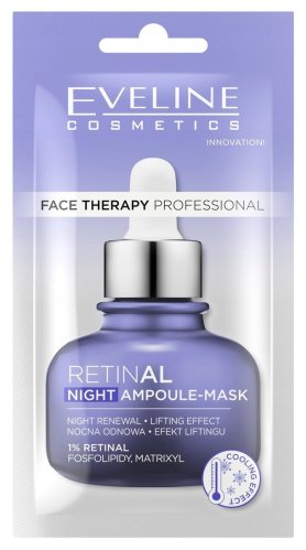 Eveline Cosmetics - FACE THERAPY PROFESSIONAL - Retinal Night Ampoule Mask - Creamy Face Mask for Mature Skin - 8 ml