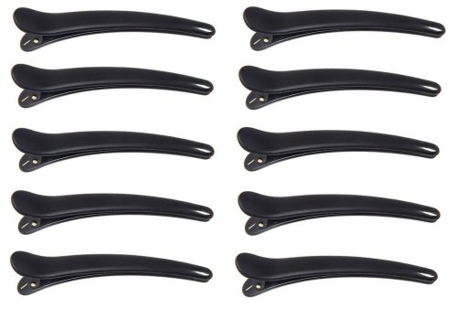 Many Beauty - Set of small hairdressing clips for hair selection - Black - 10 pcs 
