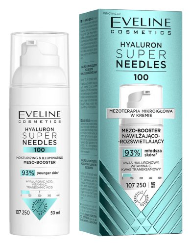 Eveline Cosmetics - Super Needles - Hyaluron 100 - Mezo-booster nawilżająco-rozświetlający - 50 ml