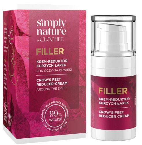 CLOCHEE - Simply Nature - Filler - Crow's Feet Reducer Cream - Krem pod oczy i na powieki - Reduktor kurzych łapek - 15 ml