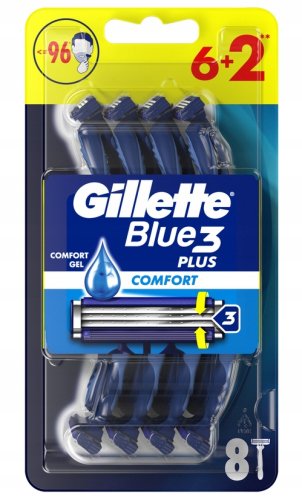 Gillette - Blue3 Plus Comfort - Jednorazowe maszynki do golenia dla mężczyzn -  8 szt