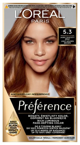 L'Oréal - Préférence - Permanent Haircolor 5.3 - VIRGINIA - LIGHT GOLDEN BROWN - Hair Dye