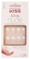 KISS - Salon Acrylic French - Nude Cashmere - Sztuczne paznokcie + klej do tipsów - 28 sztuk + 2 g - M KAN03