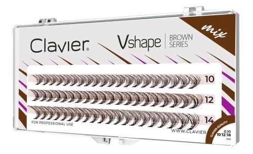 Clavier - Vshape - Brown Series - Fishtail Eyelashes - Brązowe kępki rzęs - Mix
