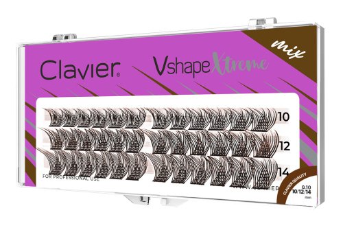 Clavier - Vshape Xtreme - Brown - Brązowe kępki rzęs - 36 szt - Mix 