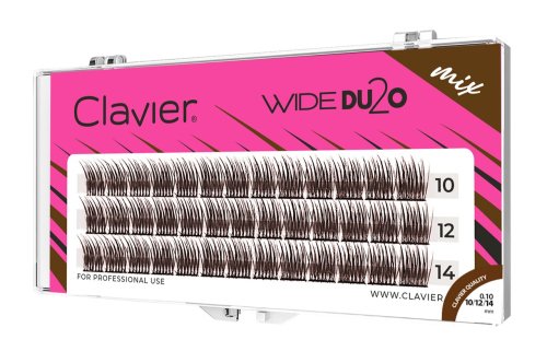 Clavier - WIDE DU2O - Brown - Brązowe kępki sztucznych rzęs o podwójnej objętości - 39 szt - Mix 