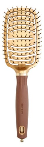 Olivia Garden - Expert Care Flex - Antystatyczna szczotka do rozczesywania włosów - Brown & Gold   