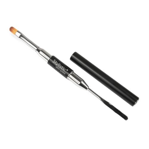 Stylistic - Polypen - Dwustronny pędzel ze szpatułką do aplikacji żelu i akrylożelu  