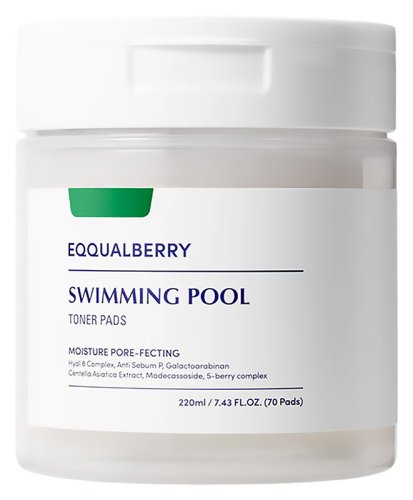 EQQUALBERRY - Swimming Pool Toner Pads - Nawilżające płatki tonujące do twarzy - 70 szt.