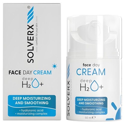 SOLVERX - Face Day Cream - Deep H2O+ - Głęboko nawilżający krem do twarzy - Skóra odwodniona - 50 ml