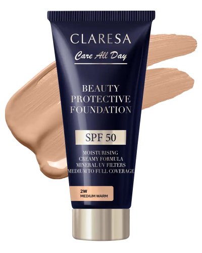 CLARESA - Care All Day - Beauty Protective Foundation - Nawilżający podkład z filtrem SPF50 - 30 ml - 2W Medium Warm