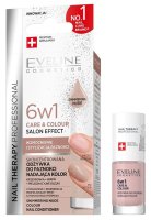 Eveline Cosmetics - NAIL THERAPY PROFESSIONAL - Care & Colour Salon Effect Nail Conditioner - Skoncentrowana, koloryzująca odżywka wzmacniająca do paznokci 6w1 - Shimmering Nude - 5 ml 