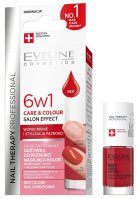 Eveline Cosmetics - NAIL THERAPY PROFESSIONAL - Care & Colour Salon Effect Nail Conditioner - Skoncentrowana, koloryzująca odżywka wzmacniająca do paznokci 6w1 - Red - 5 ml 