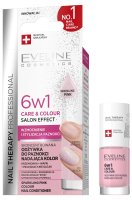 Eveline Cosmetics - NAIL THERAPY PROFESSIONAL - Care & Colour Salon Effect Nail Conditioner - Skoncentrowana, koloryzująca odżywka wzmacniająca do paznokci 6w1 - Sparkling Pink - 5 ml 