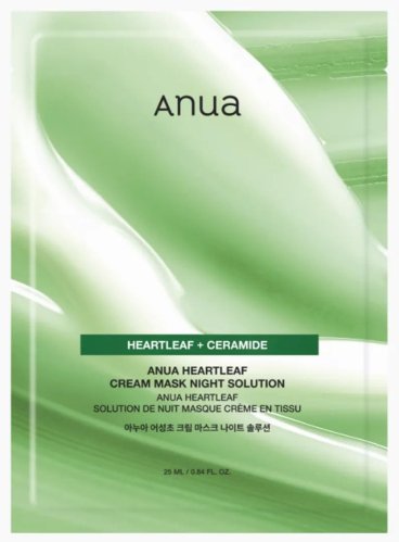 ANUA - Heartleaf + Ceramide - Heartleaf Cream Mask Night Solution - Kojąca maska w płachcie z pstrolistką - 25 ml