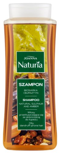 Joanna - Naturia - Natural Sulphur and Amber Shampoo - Szampon do włosów przetłuszczających się i z łupieżem - Biosiarka i Bursztyn - 500 ml