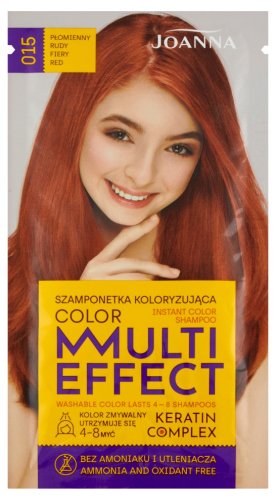 Joanna - Color Multi Effect - Instant Color Shampoo - Szamponetka koloryzująca - 015 Płomienny Rudy