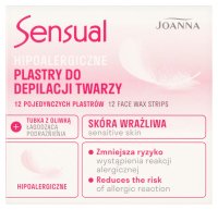 Joanna - Sensual - 12 Face Wax Strips - Hipoalergiczne plastry do depilacji twarzy - Do skóry wrażliwej - 12 szt.