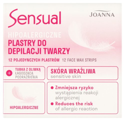 Joanna - Sensual - 12 Face Wax Strips - Hipoalergiczne plastry do depilacji twarzy - Do skóry wrażliwej - 12 szt.