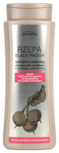 Joanna - Rzepa - Black Radish Shampoo with Conditioner - Wzmacniający szampon z odżywką do włosów przetłuszczających się i wypadających - 400 ml