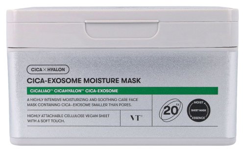 VT Cosmetics - Cica x Hyalon - Cica-Exosome Moisture Mask - Zestaw nawilżających masek do twarzy w płachcie - 20 szt.