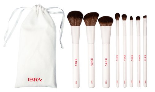 Ibra - WHITE BRUSH SET - Zestaw 8 pędzli do makijażu w saszetce 