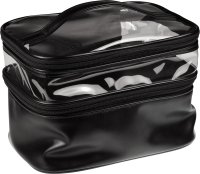 Inter-Vion - Cosmetic Bag - Duża dwupoziomowa kosmetyczka - Kuferek kosmetyczny - Glam Black