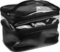 Inter-Vion - Cosmetic Bag - Duża dwupoziomowa kosmetyczka - Kuferek kosmetyczny - Glam Black