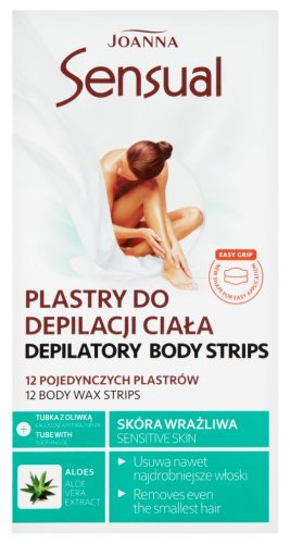 Joanna - Sensual - 12 Body Wax Strips - Plastry do depilacji ciała - Skóra wrażliwa - 12 szt.